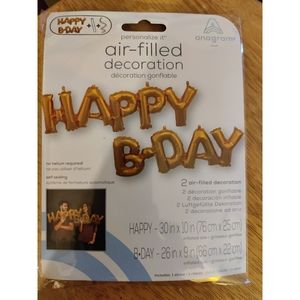 Gold Happy B-Day Airfilled balloons 3 packages
